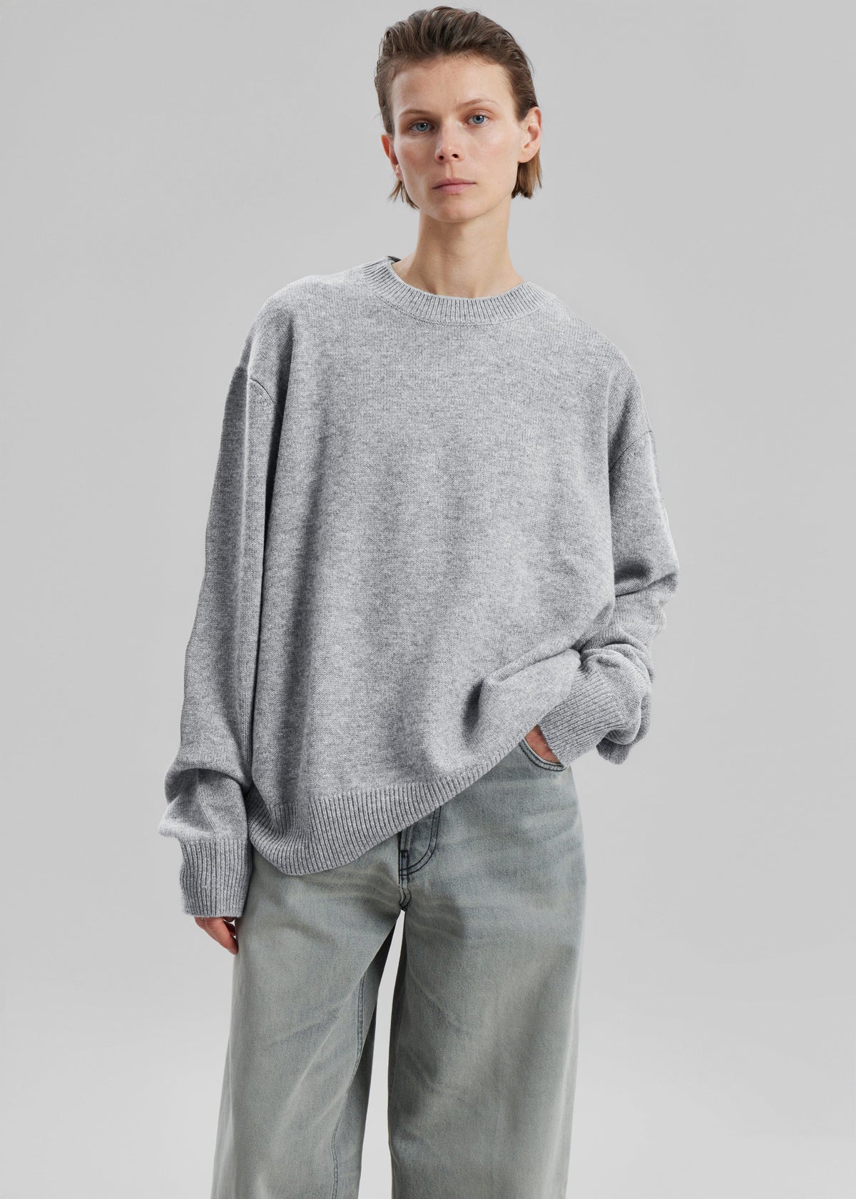 Quinton Crew Neck Sweater - Light Grey β view 1 of 15