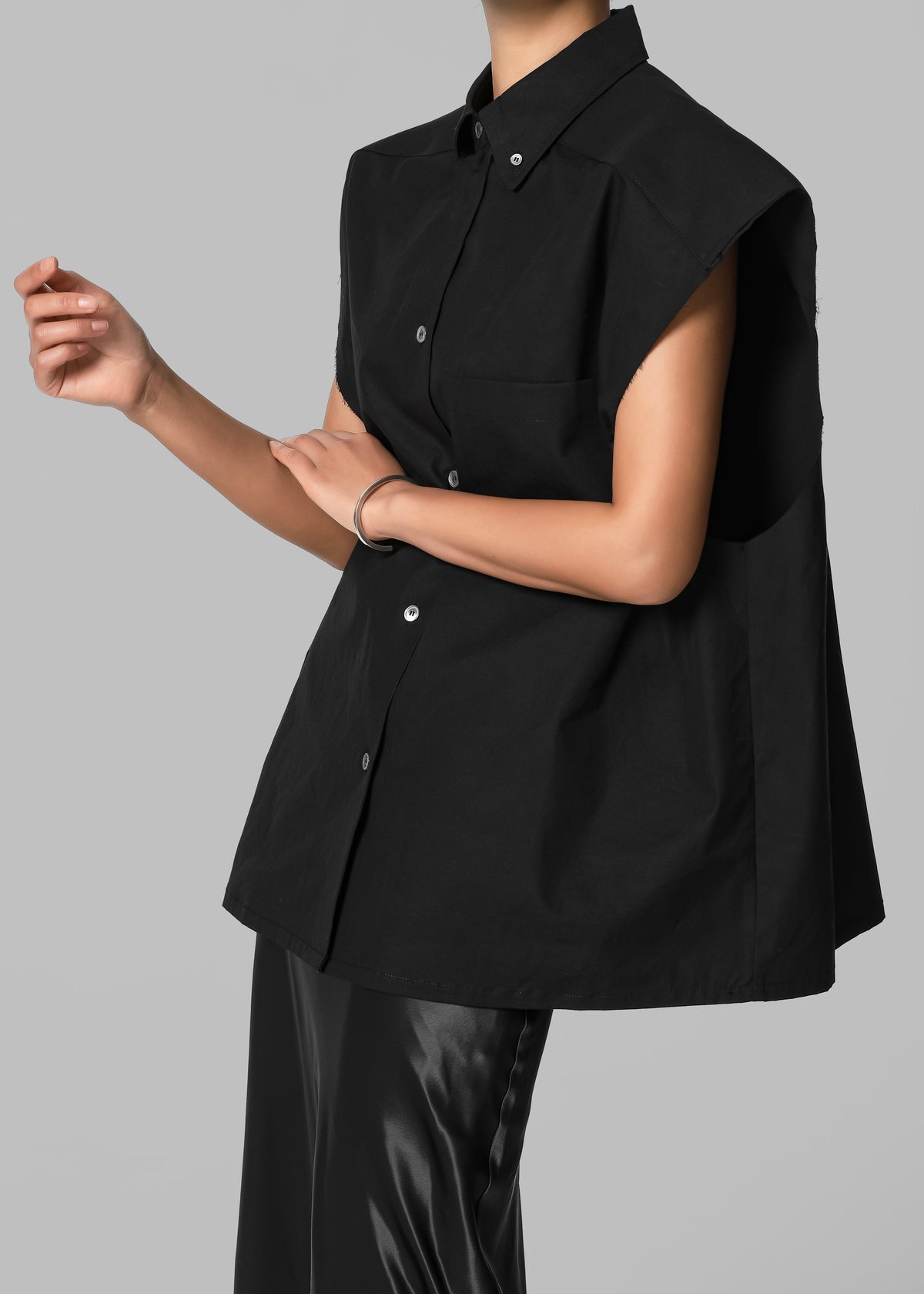 Rae Sleeveless Button Down Shirt - Black β view 1 of 4