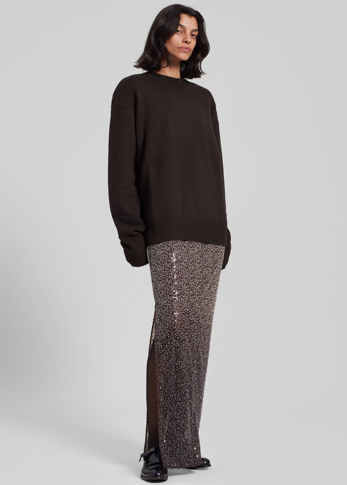 Rafaela Padded Knit Sweater - Dark Brown β view 3 of 8