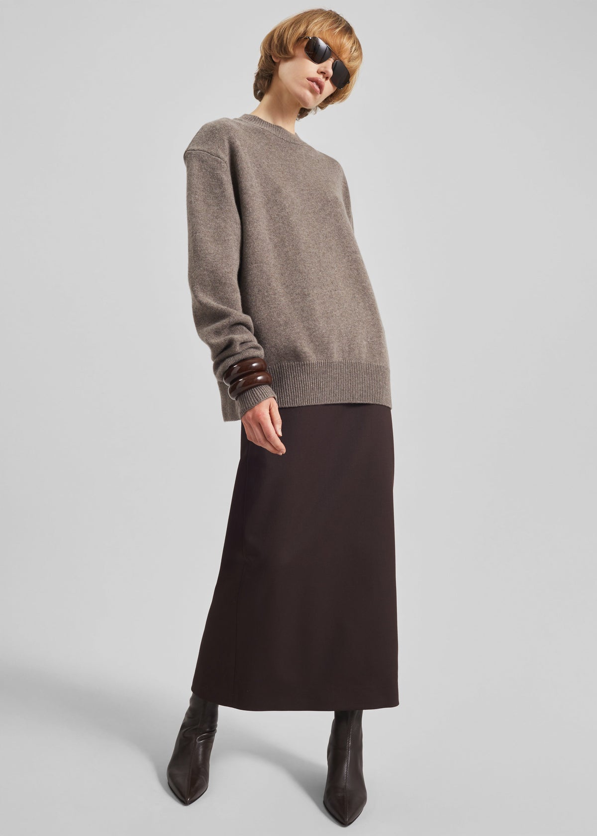 Rafaela Padded Knit Sweater - Dark Taupe β view 1 of 6