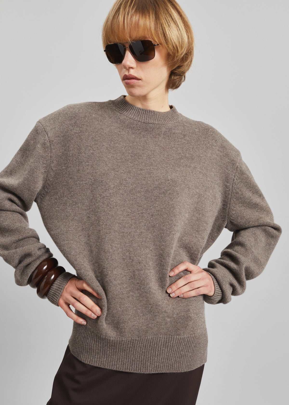 Rafaela Padded Knit Sweater - Dark Taupe β view 4 of 6