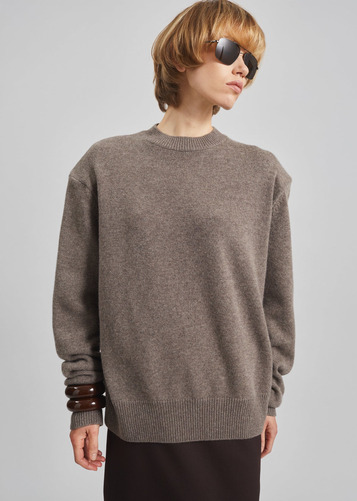 Rafaela Padded Knit Sweater - Dark Taupe β view 2 of 6
