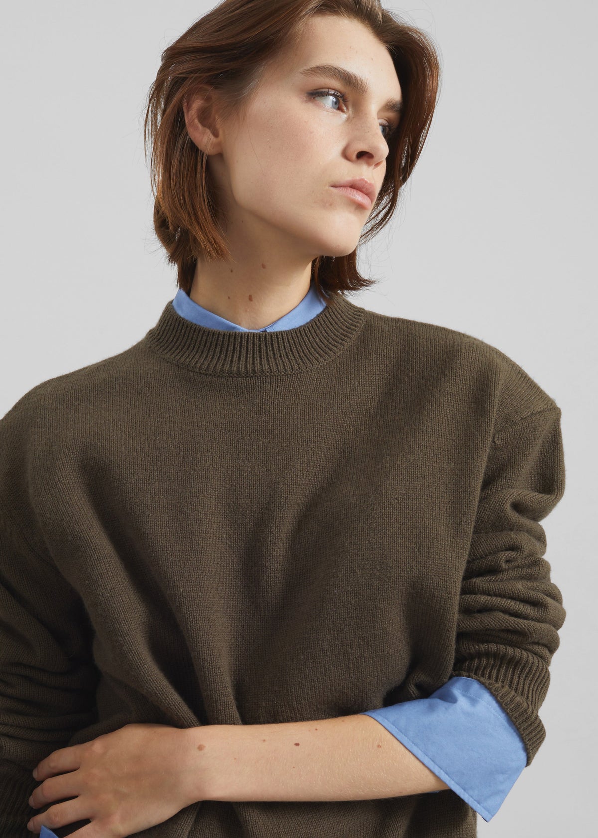 Rafaela Padded Knit Sweater - Olive β view 3 of 6
