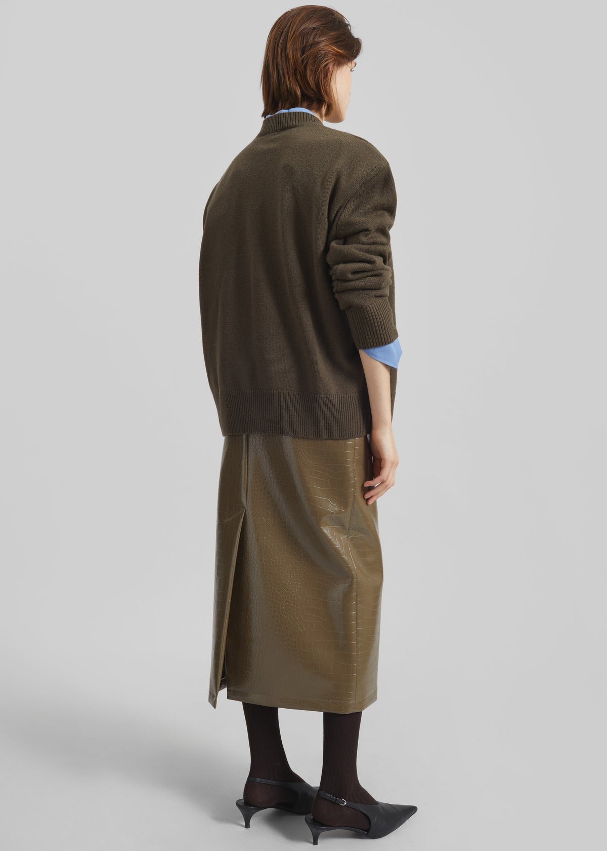 Rafaela Padded Knit Sweater - Olive β view 5 of 6