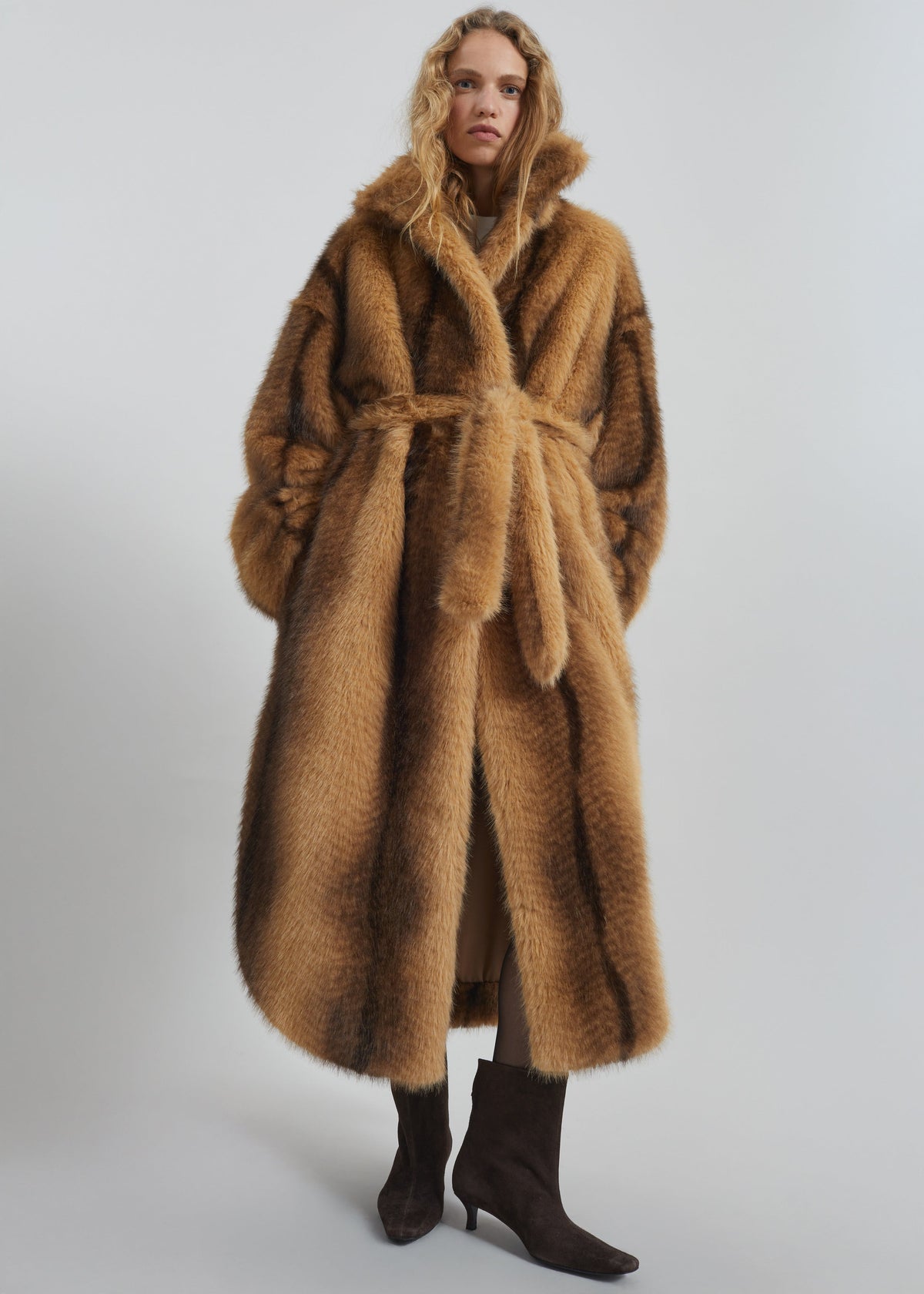 Ravello Faux Fur Robe Coat - Beige/Brown β view 6 of 9
