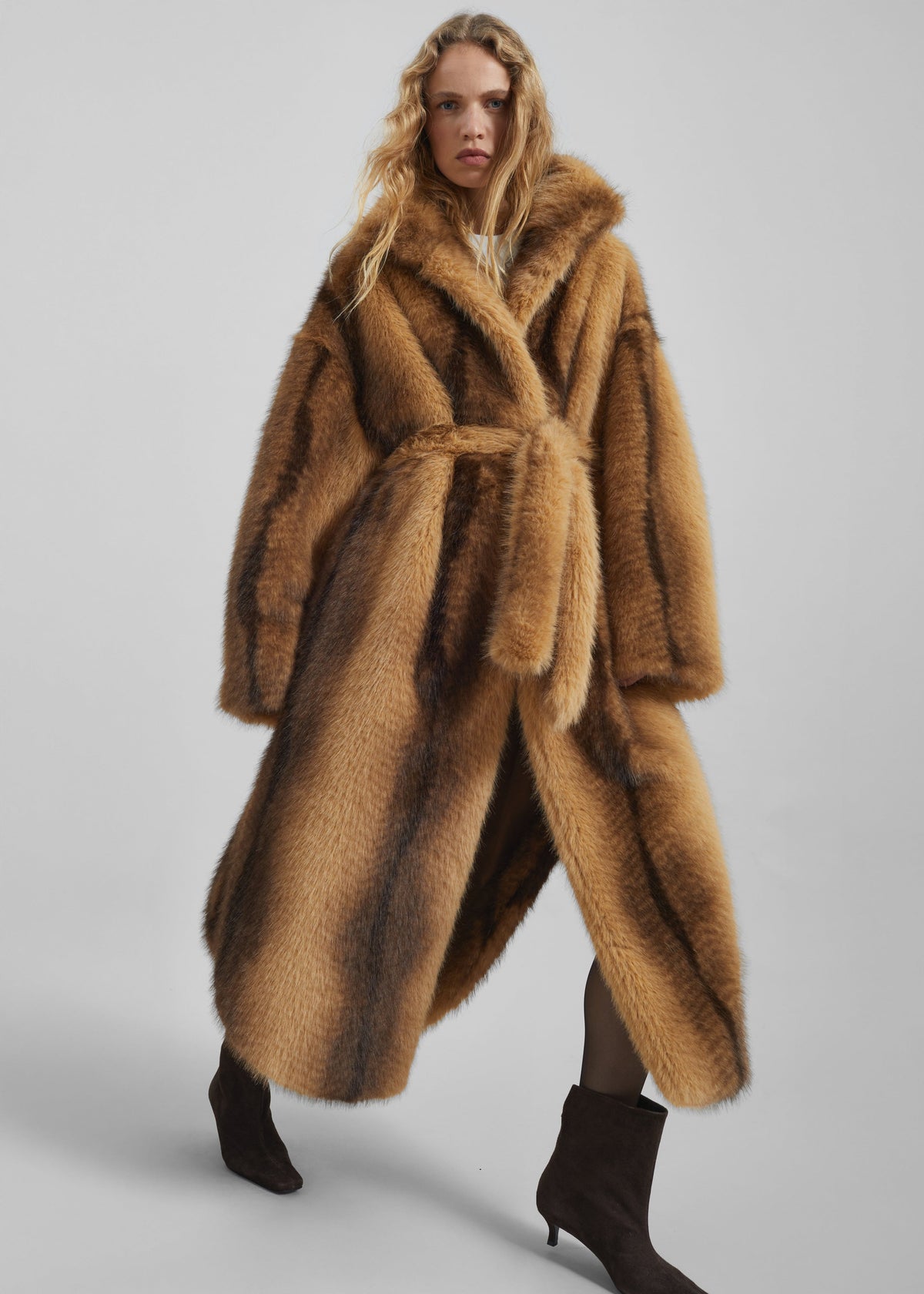 Ravello Faux Fur Robe Coat - Beige/Brown β view 1 of 9