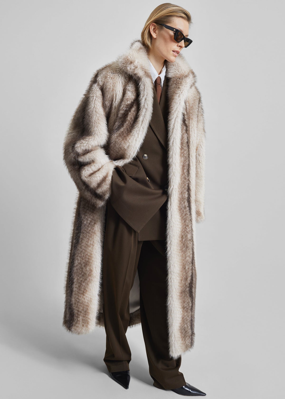 Ravello Faux Fur Robe Coat - Grey β view 3 of 12