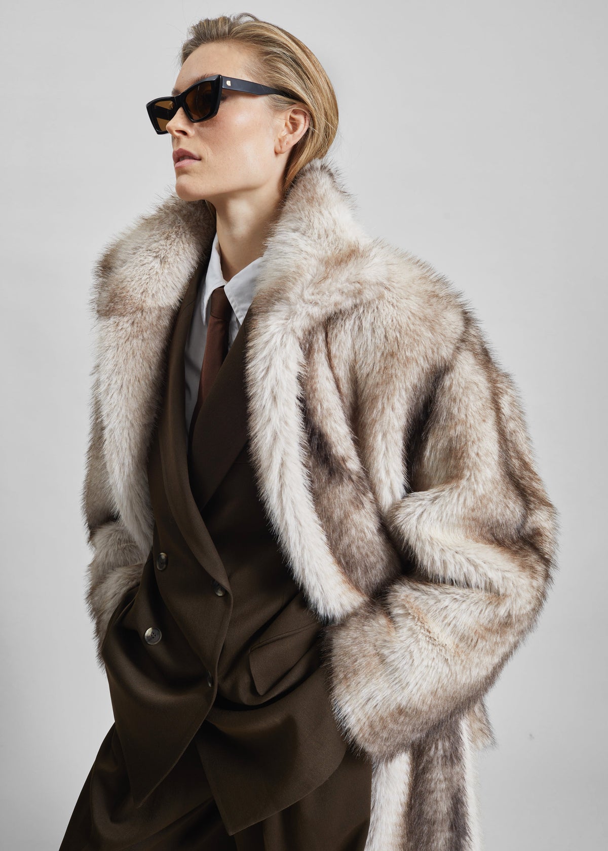 Ravello Faux Fur Robe Coat - Grey β view 4 of 12