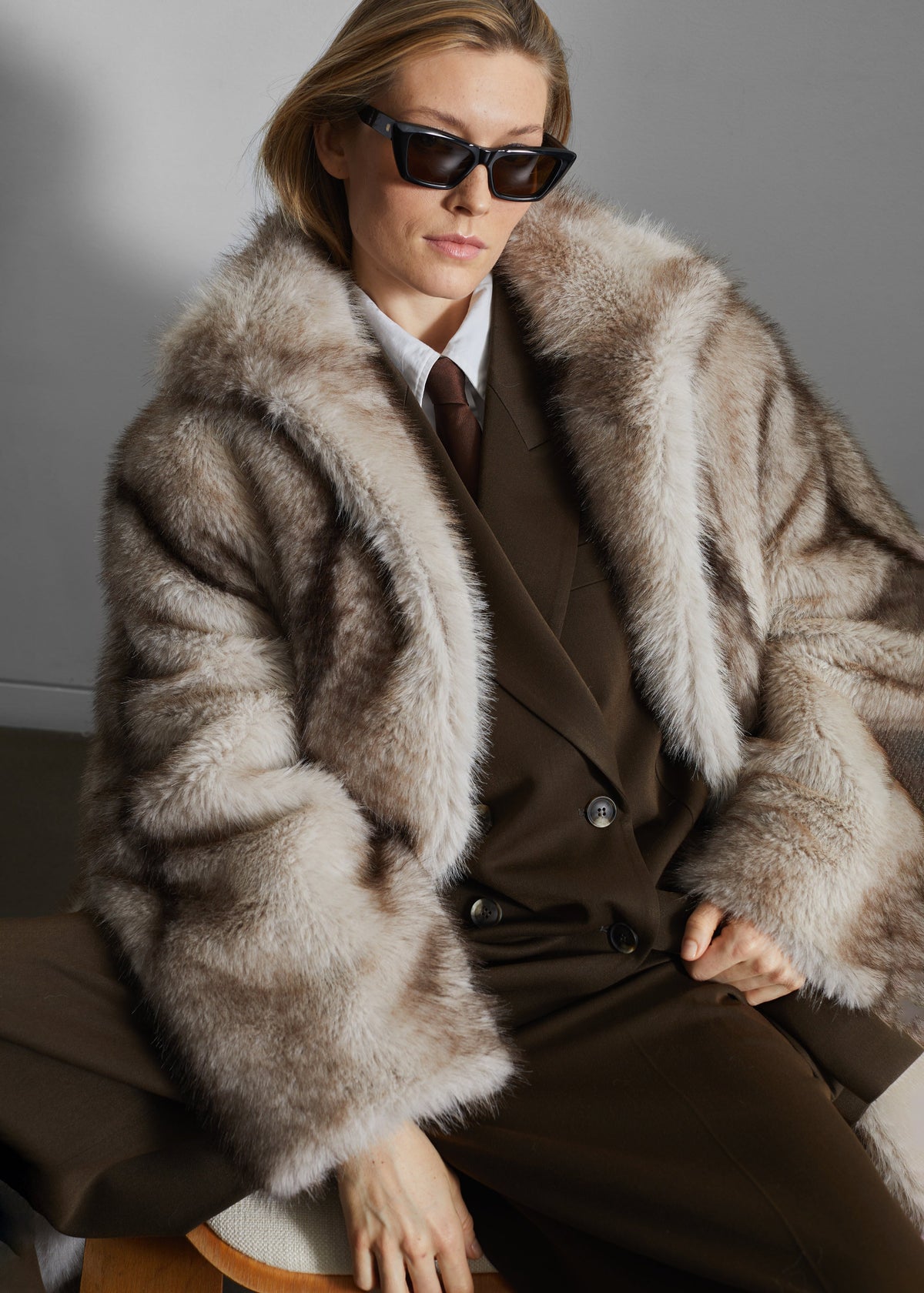 Ravello Faux Fur Robe Coat - Grey β view 9 of 12