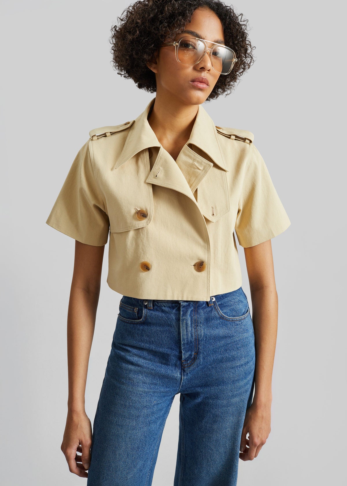 Reiti Cropped Trench Top - Beige β view 1 of 6