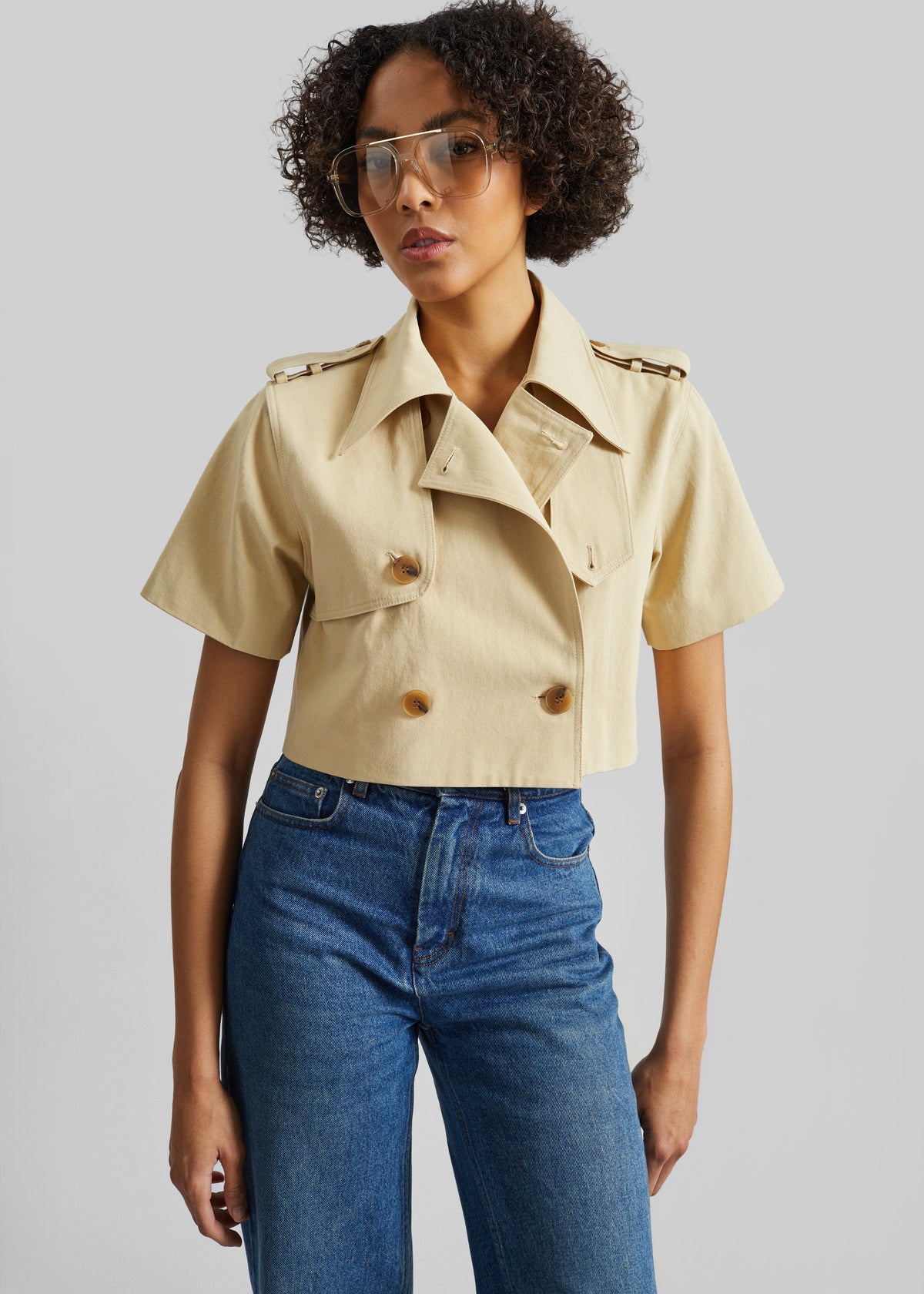 Reiti Cropped Trench Top - Beige β view 4 of 6