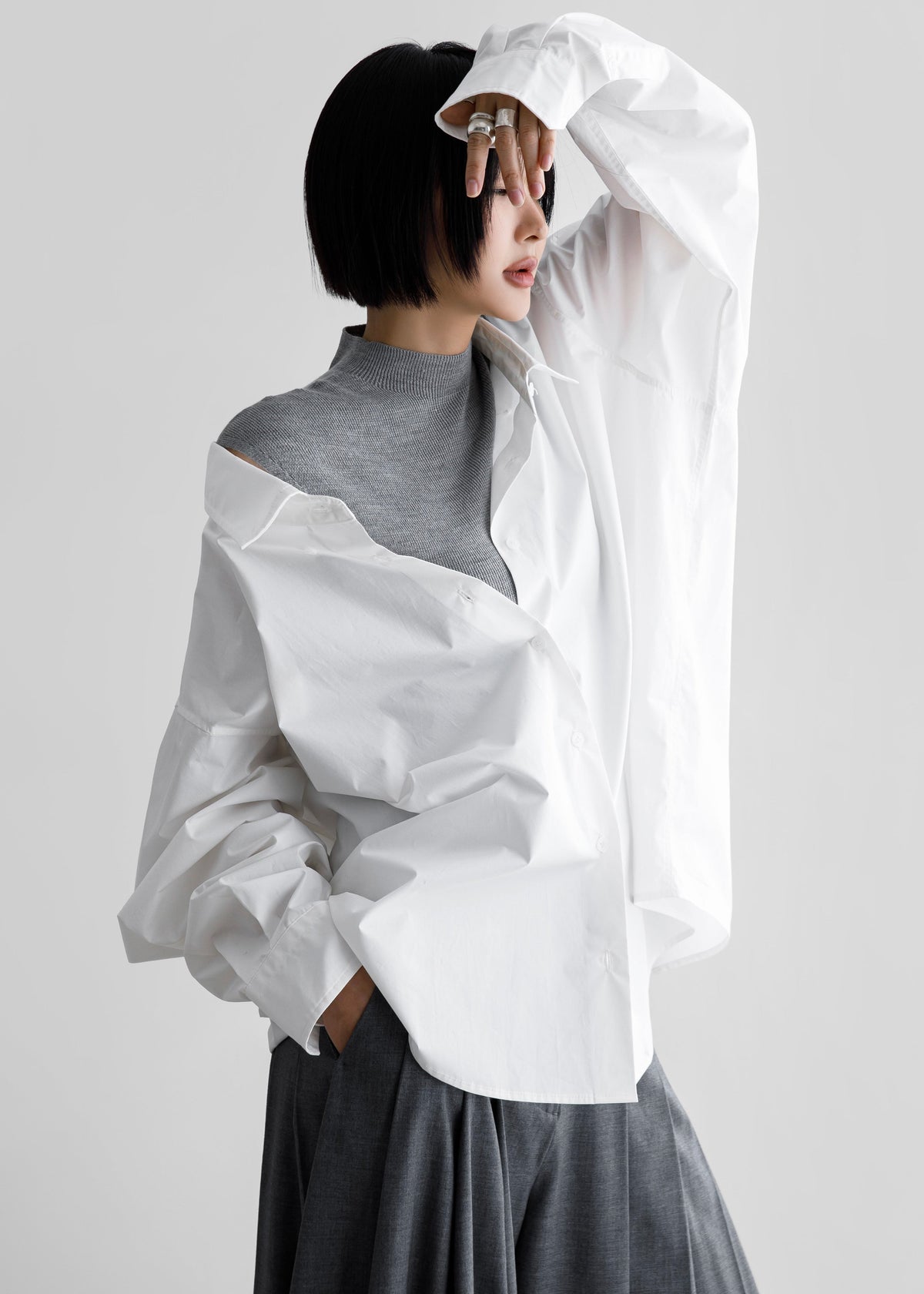 Revel Poplin Oversized Shirt - White β view 3 of 6
