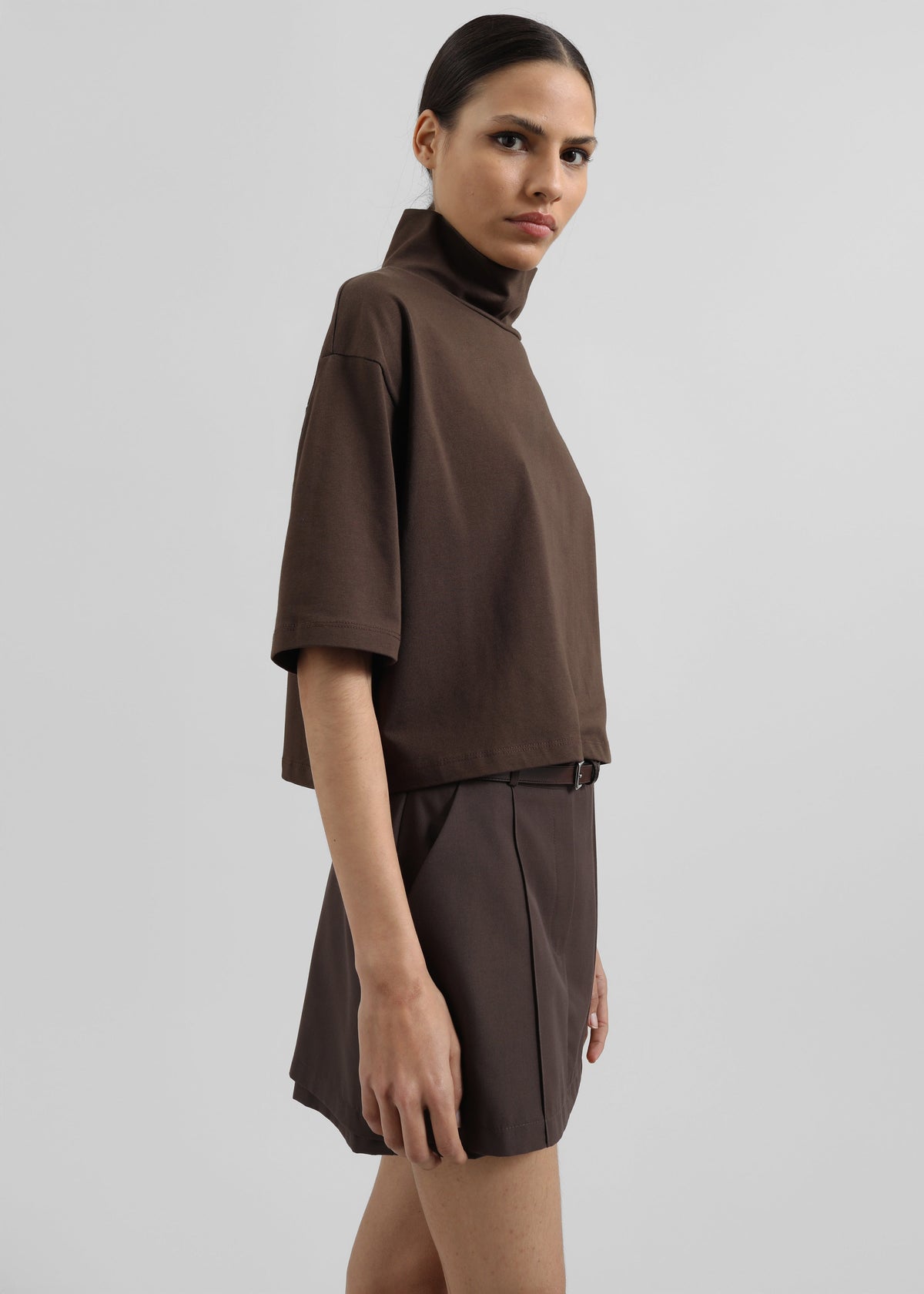 Reza Cropped Tee - Brown β view 3 of 6