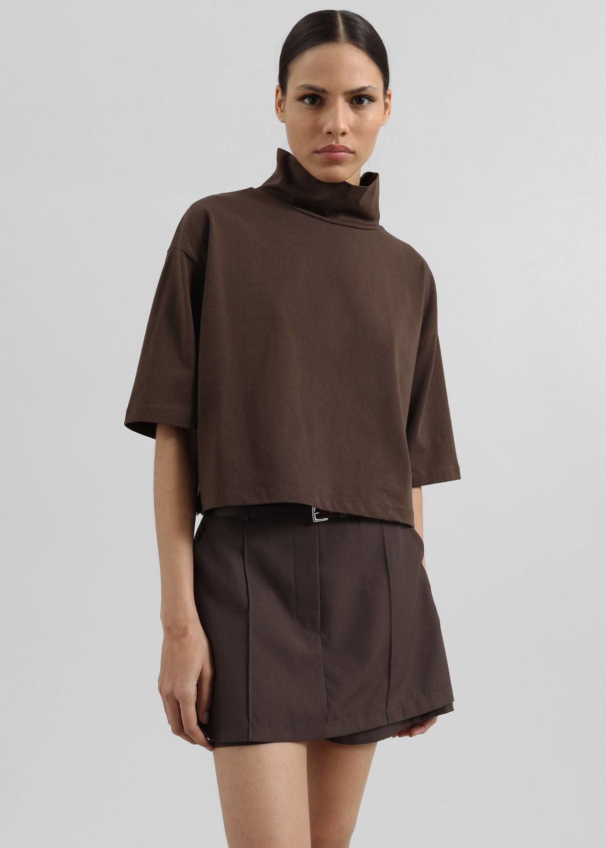 Reza Cropped Tee - Brown β view 1 of 6
