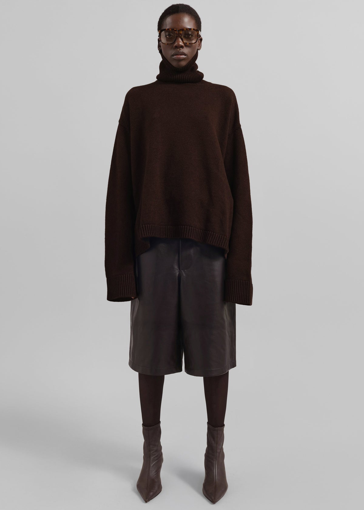 Rhea Trapeze Turtleneck - Dark Brown β view 4 of 5
