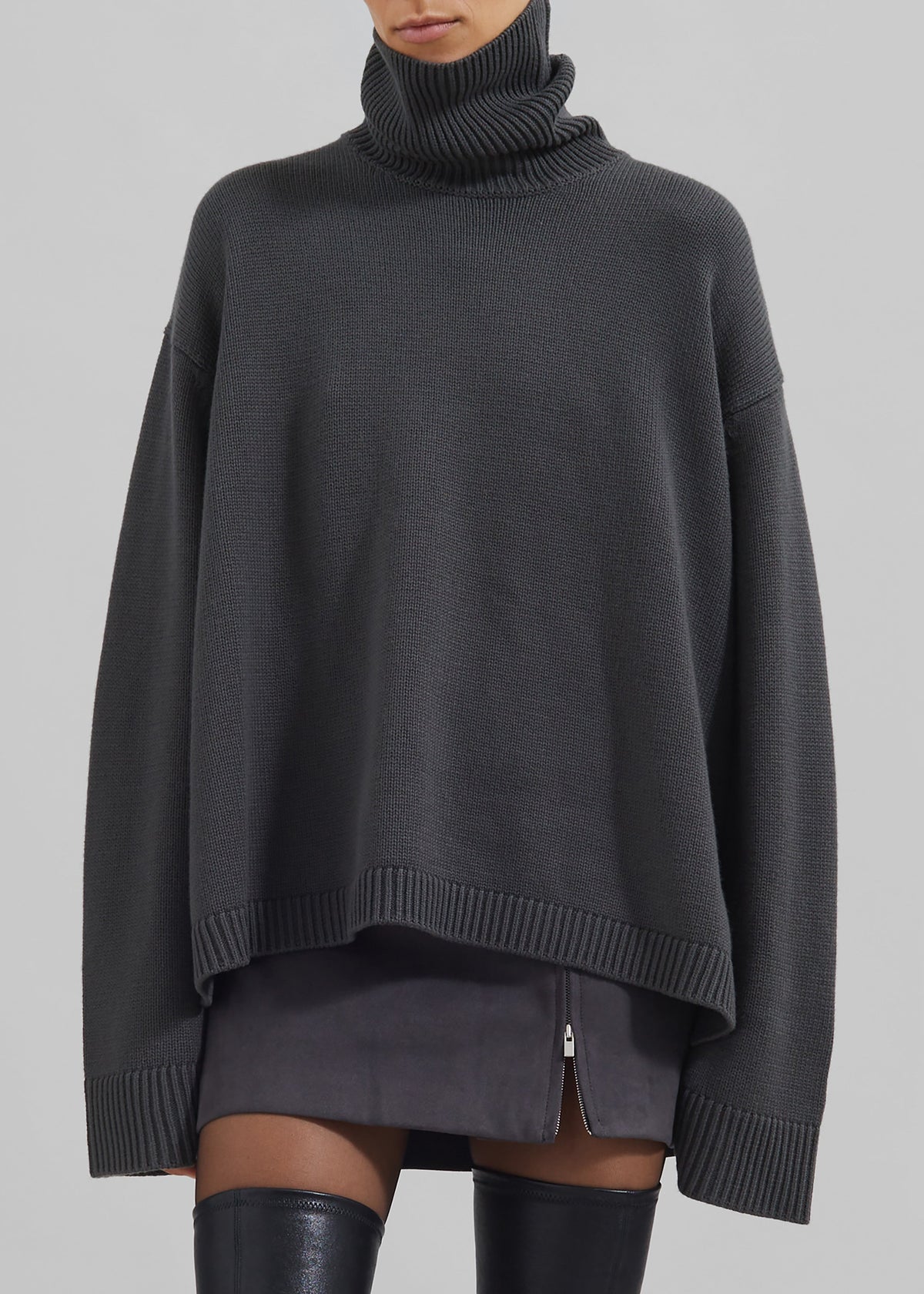 Rhea Trapeze Turtleneck - Light Khaki β view 4 of 9