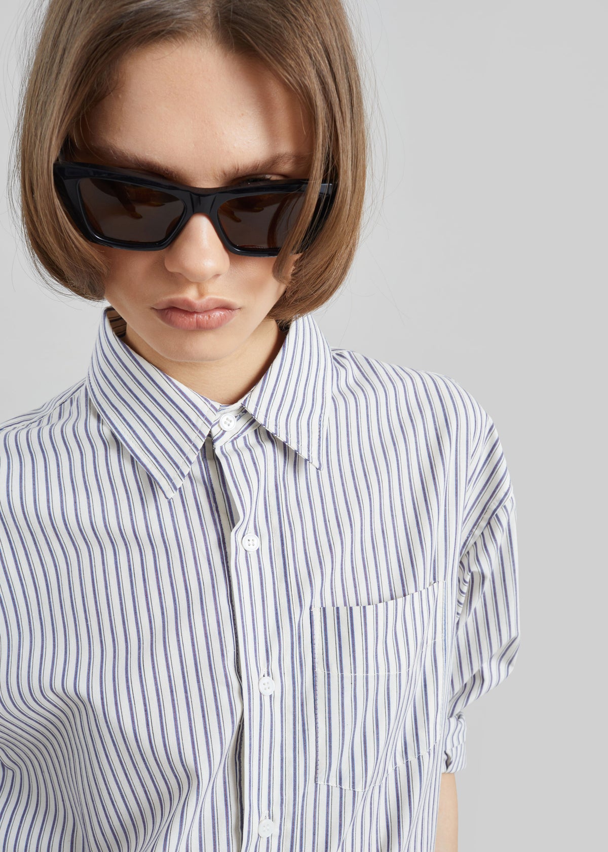 Rilly Adjustable Side Slit Shirt - Ivory Multi Stripe β view 4 of 9