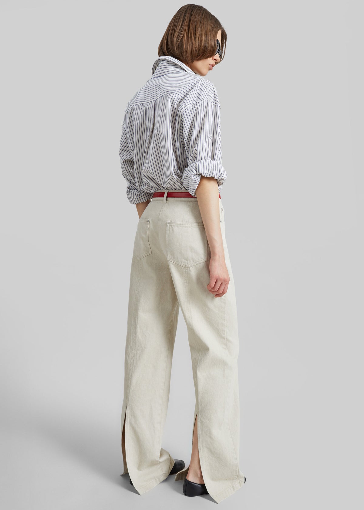 Rilly Adjustable Side Slit Shirt - Ivory Multi Stripe β view 8 of 9