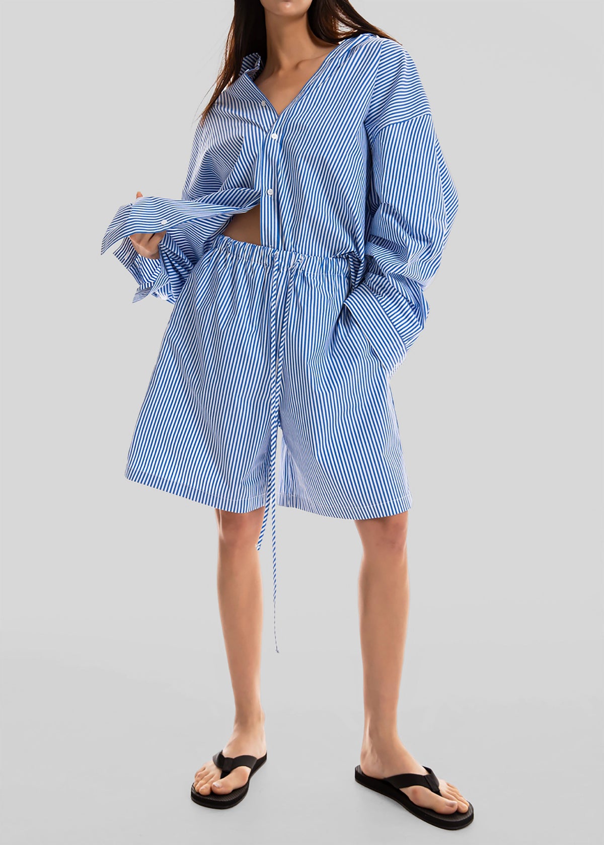 Rimini Oversized Poplin Shirt - Blue/White Stripe β view 6 of 10