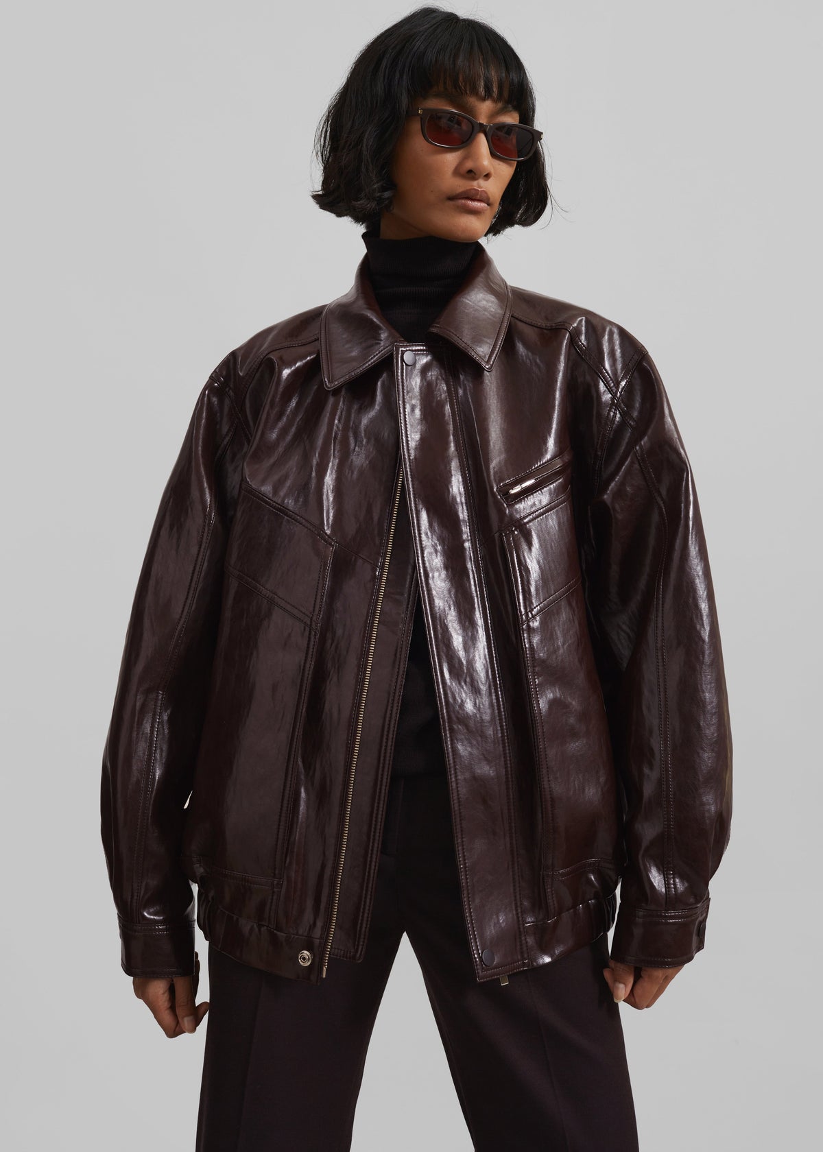 Risner Faux Leather Jacket - Burgundy β view 4 of 8
