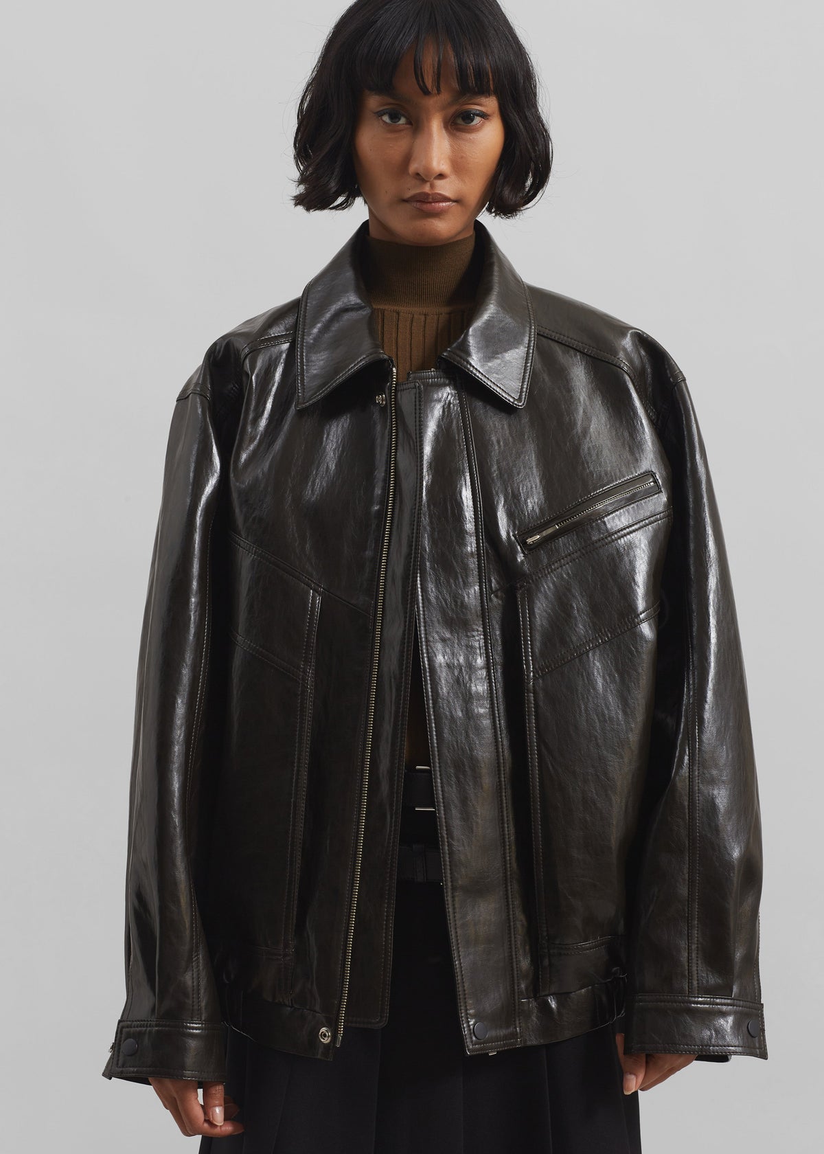 Risner Faux Leather Jacket - Dark Brown β view 10 of 12