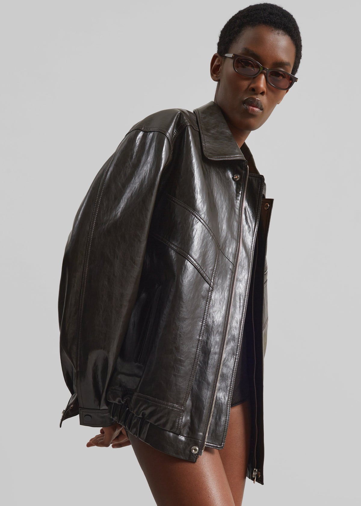 Risner Faux Leather Jacket - Dark Brown β view 4 of 12