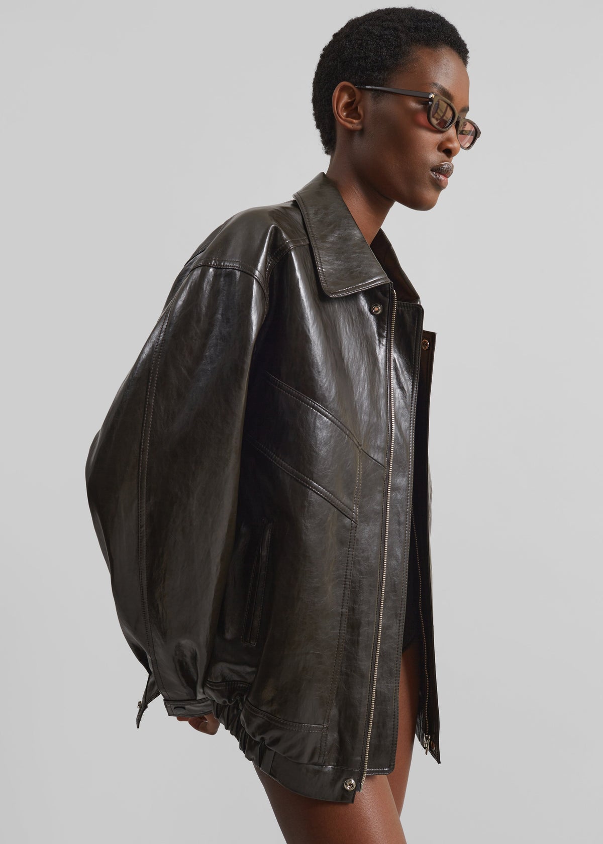 Risner Faux Leather Jacket - Dark Brown β view 8 of 12