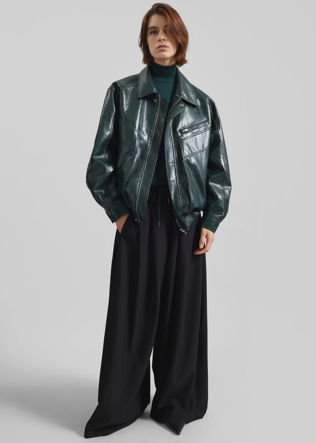 Risner Faux Leather Jacket - Deep Green β view 8 of 11