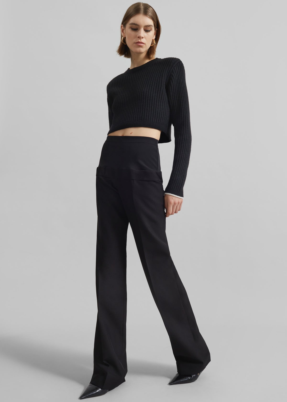 Ritsem Cropped Ribbed Wool Sweater - Black β view 3 of 7