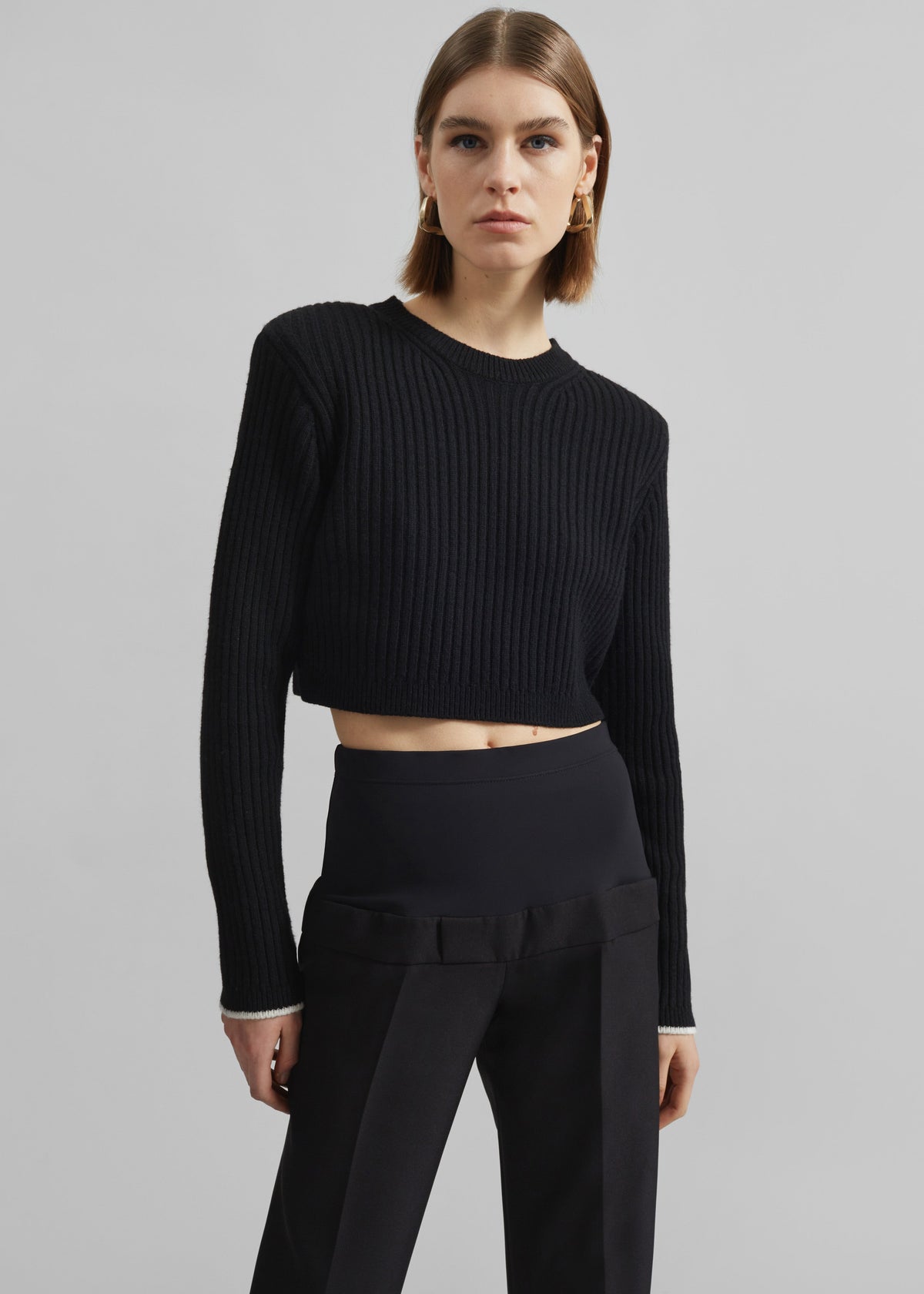 Ritsem Cropped Ribbed Wool Sweater - Black β view 4 of 7