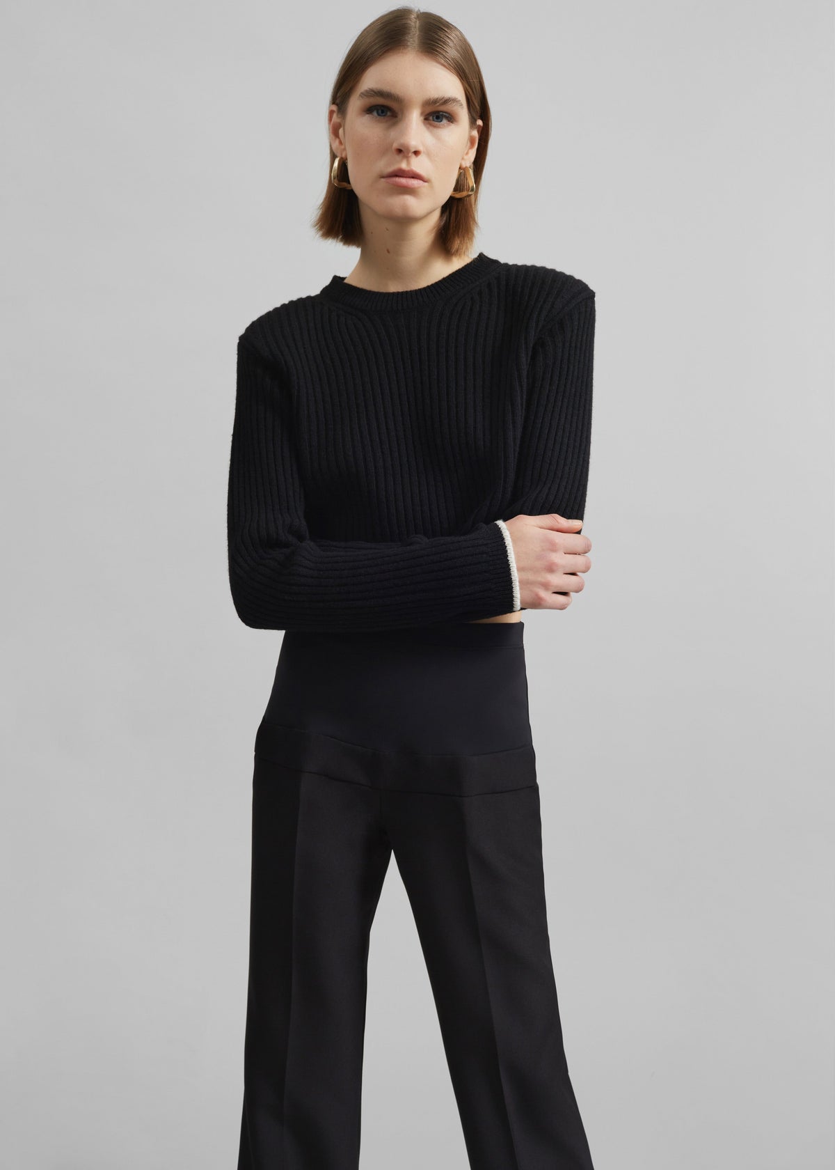 Ritsem Cropped Ribbed Wool Sweater - Black β view 5 of 7