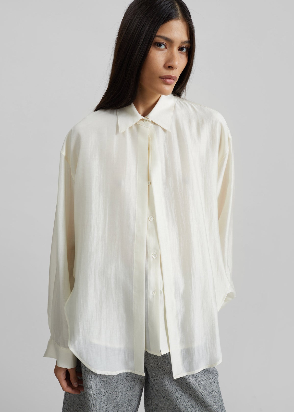 Roanne Fluid Double Shirt - Cream β view 1 of 7