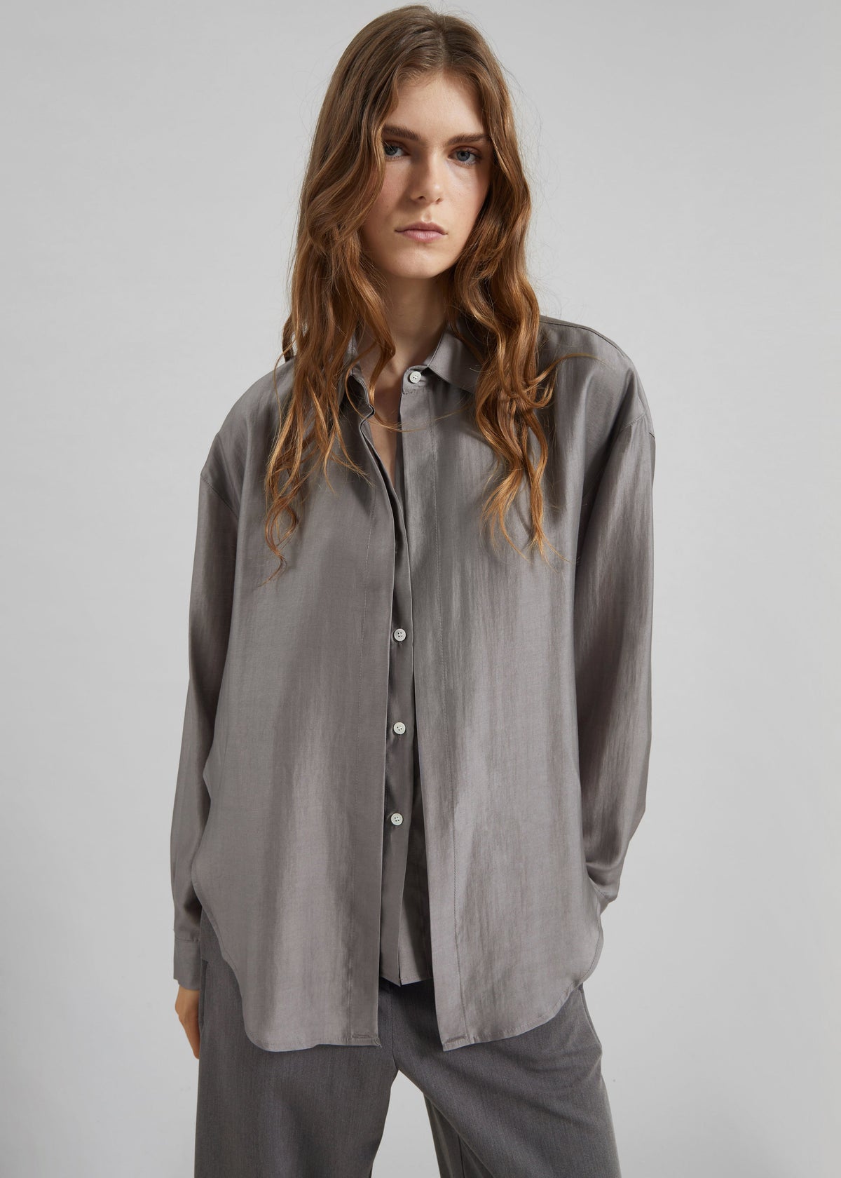 Roanne Fluid Double Shirt - Steel Grey β view 1 of 6