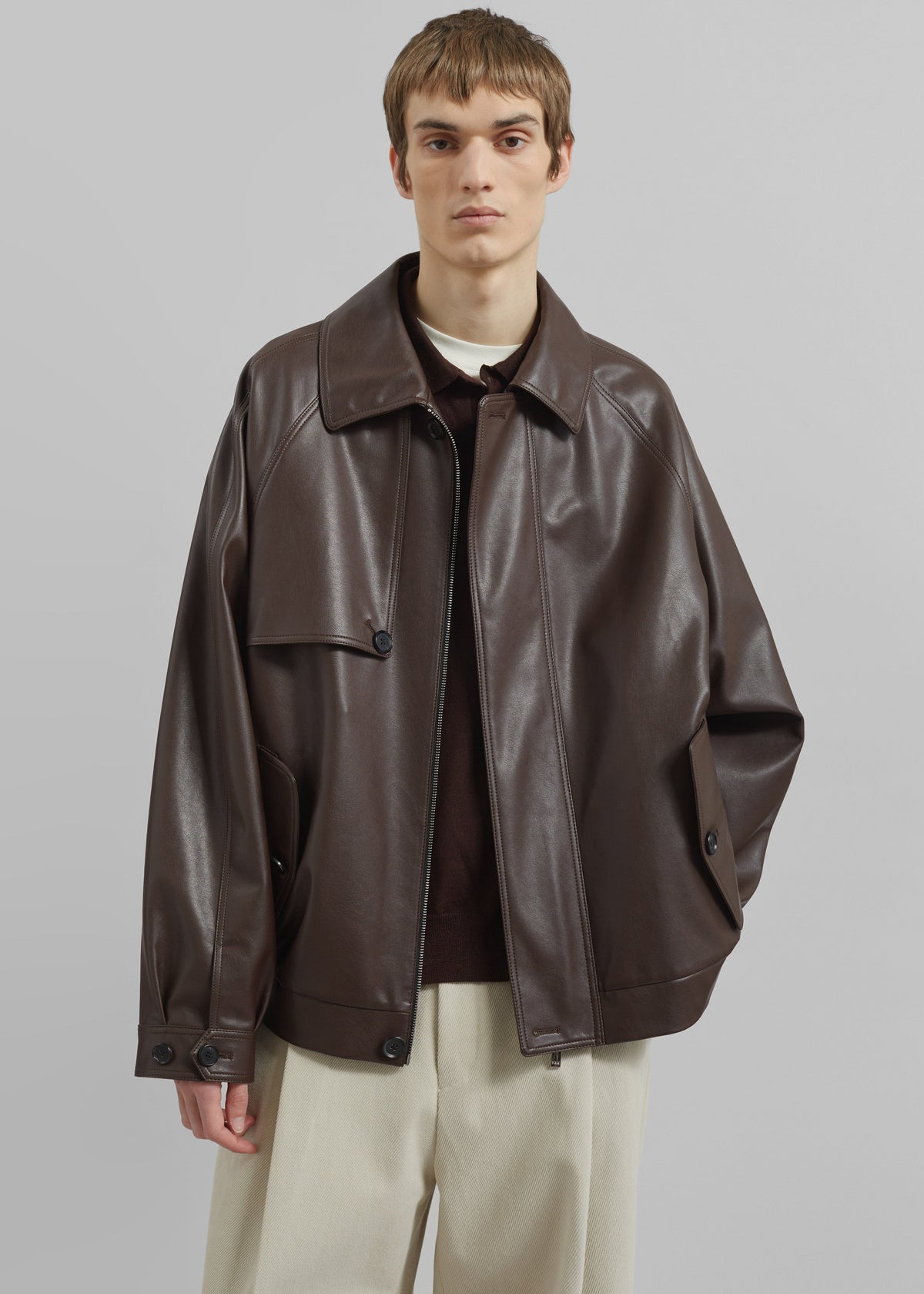 Roisin Faux Leather Jacket - Brown β view 2 of 7