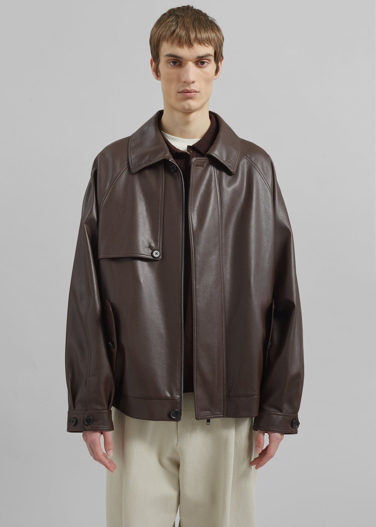 Roisin Faux Leather Jacket - Brown β view 5 of 7