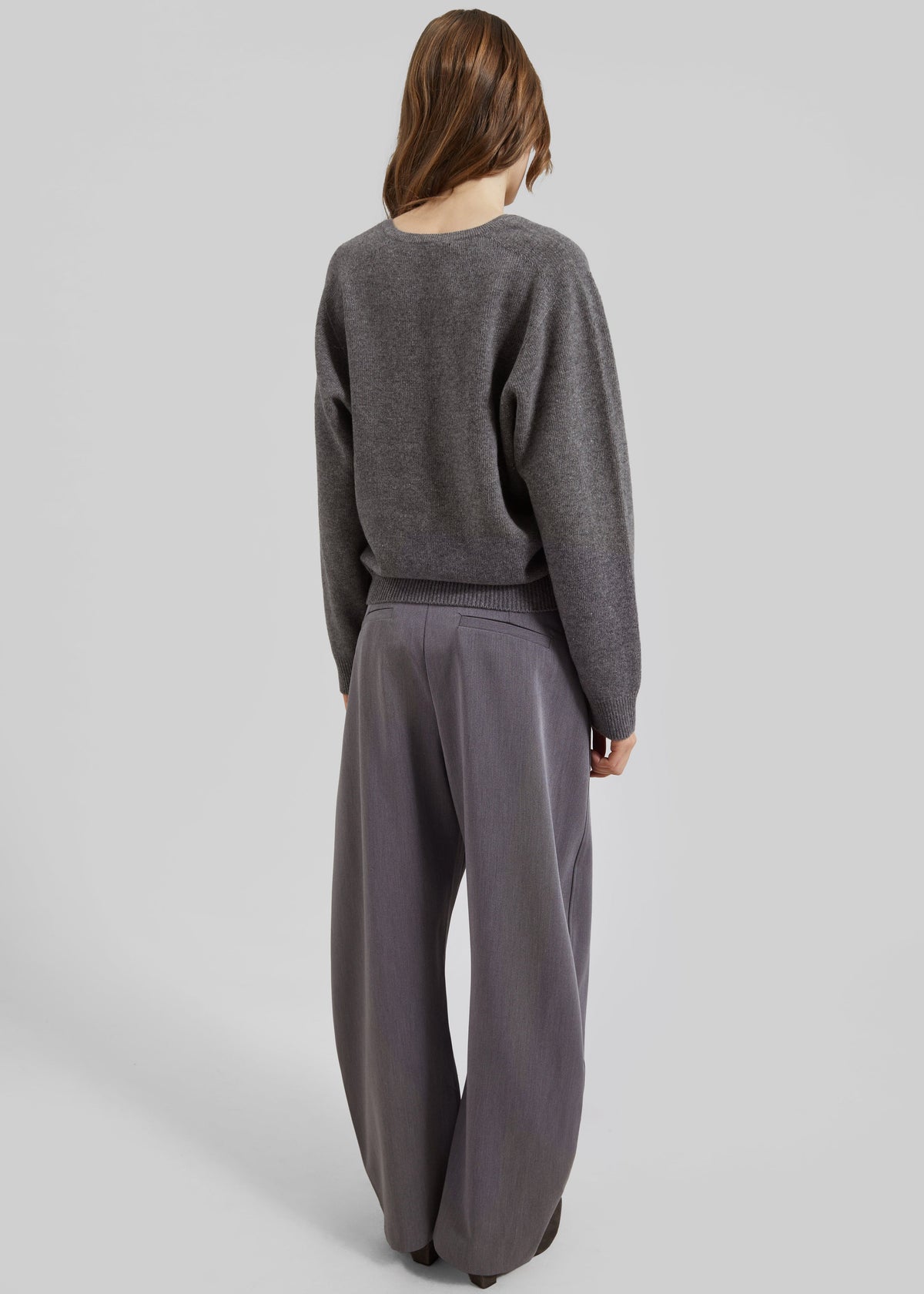 Ronse V-Neck Superfine Lambswool Sweater - Grey β view 7 of 8