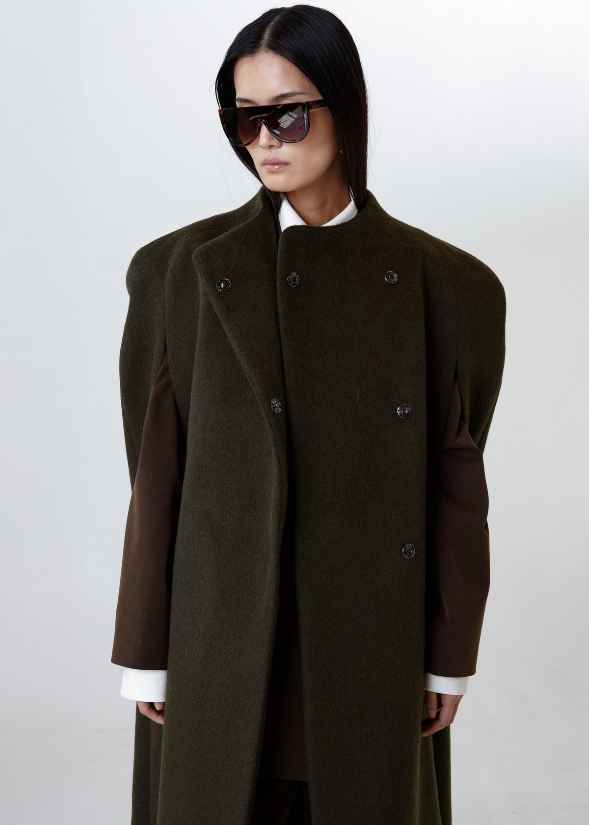 Roslev Cape Coat - Olive β view 2 of 5