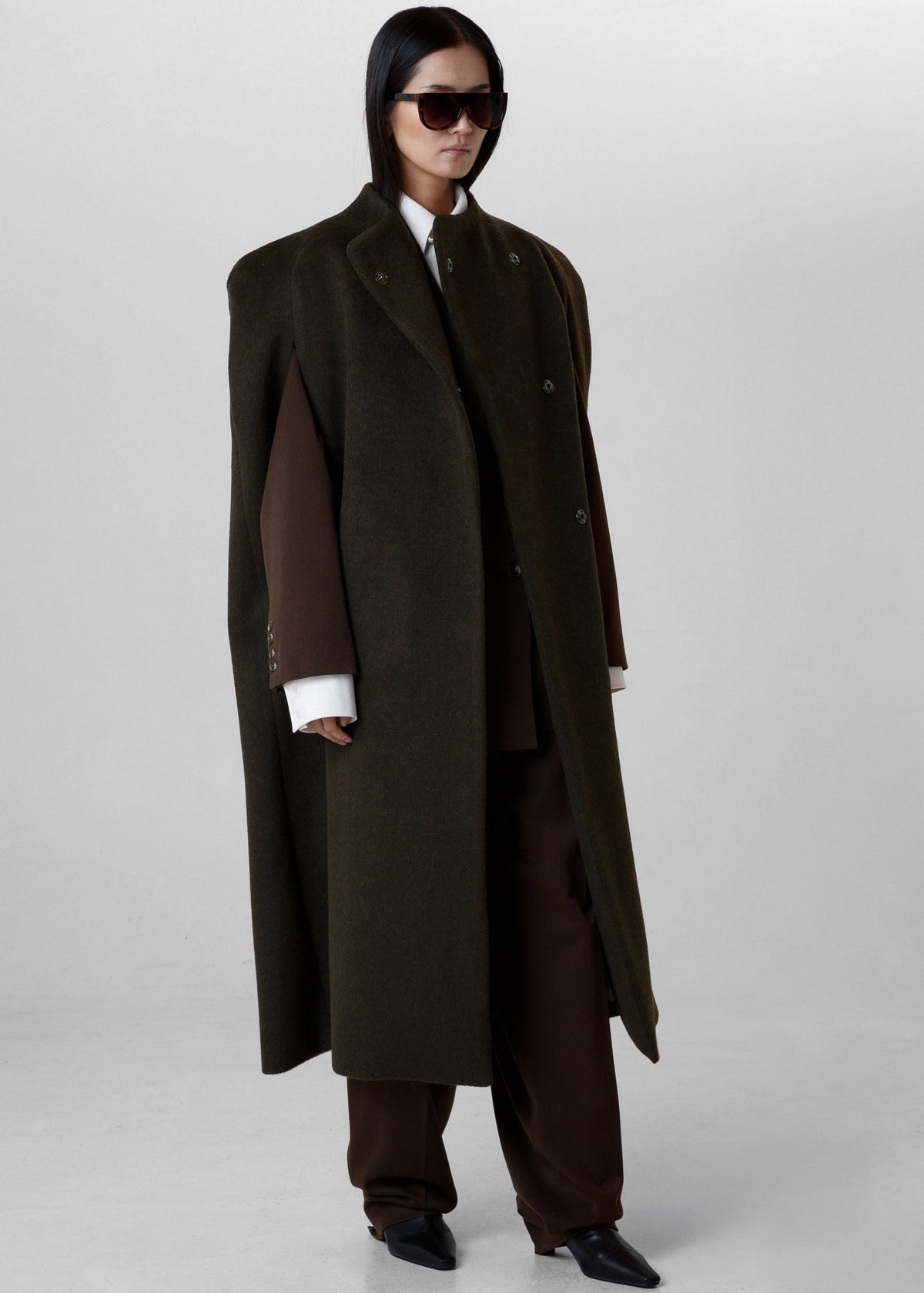 Roslev Cape Coat - Olive β view 3 of 5