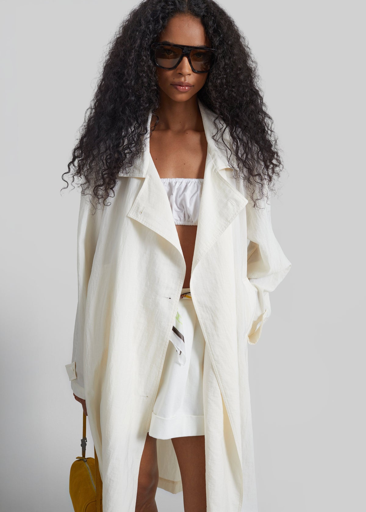 Rosora Sheer Fluid Trench Coat - Cream β view 6 of 9
