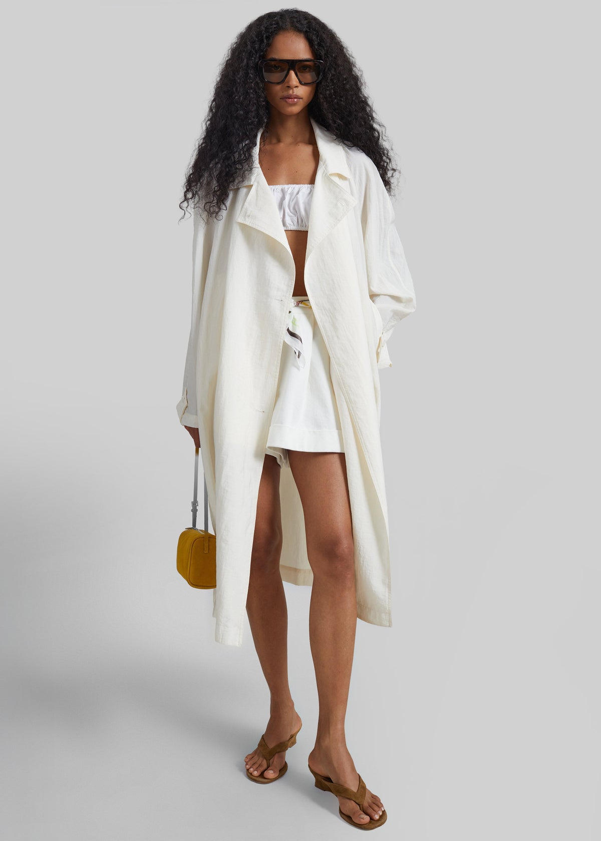 Rosora Sheer Fluid Trench Coat - Cream β view 5 of 9