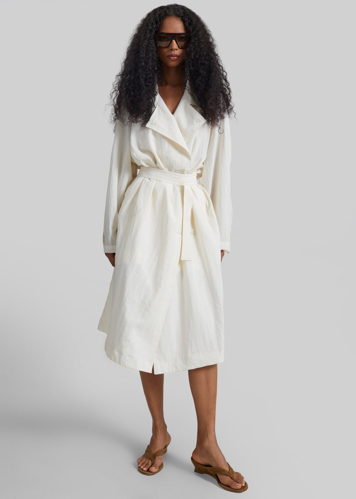Rosora Sheer Fluid Trench Coat - Cream β view 3 of 9