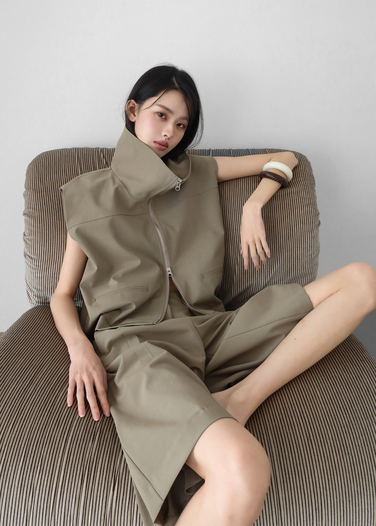 Rove Sleeveless Bomber Jacket - Olive β view 1 of 9