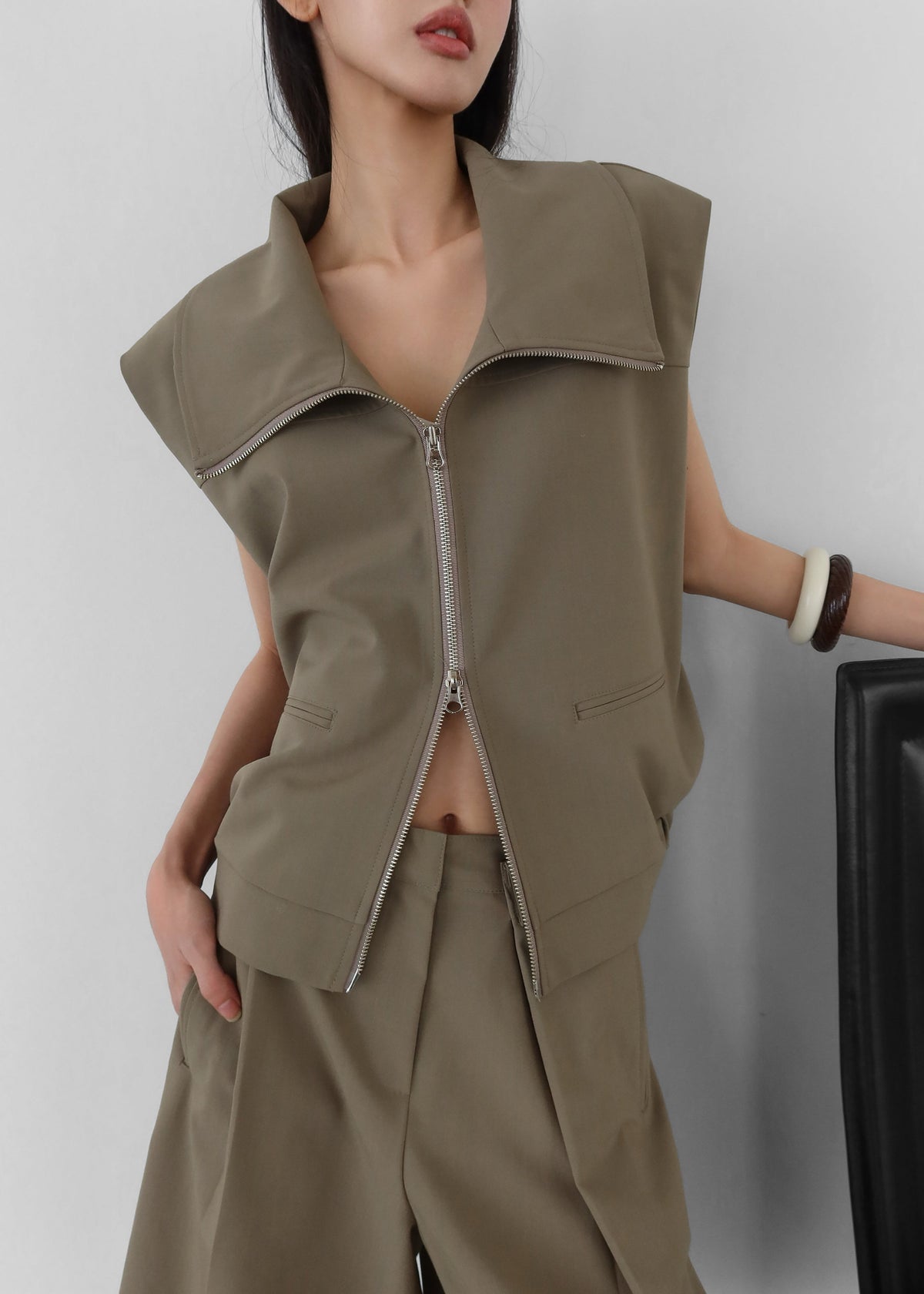 Rove Sleeveless Bomber Jacket - Olive β view 6 of 9