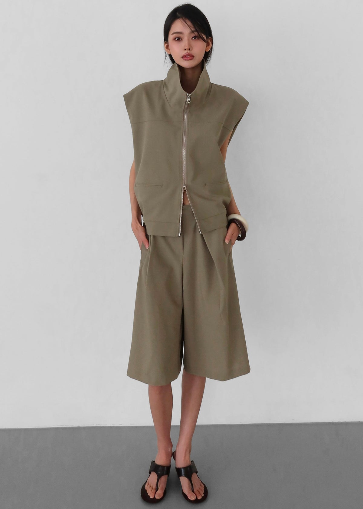 Rove Sleeveless Bomber Jacket - Olive β view 7 of 9