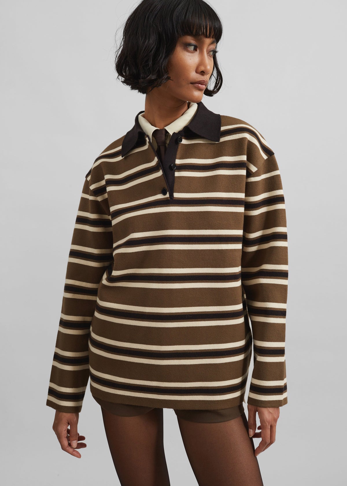 Royan Striped Polo - Khaki Multi Stripe β view 4 of 7