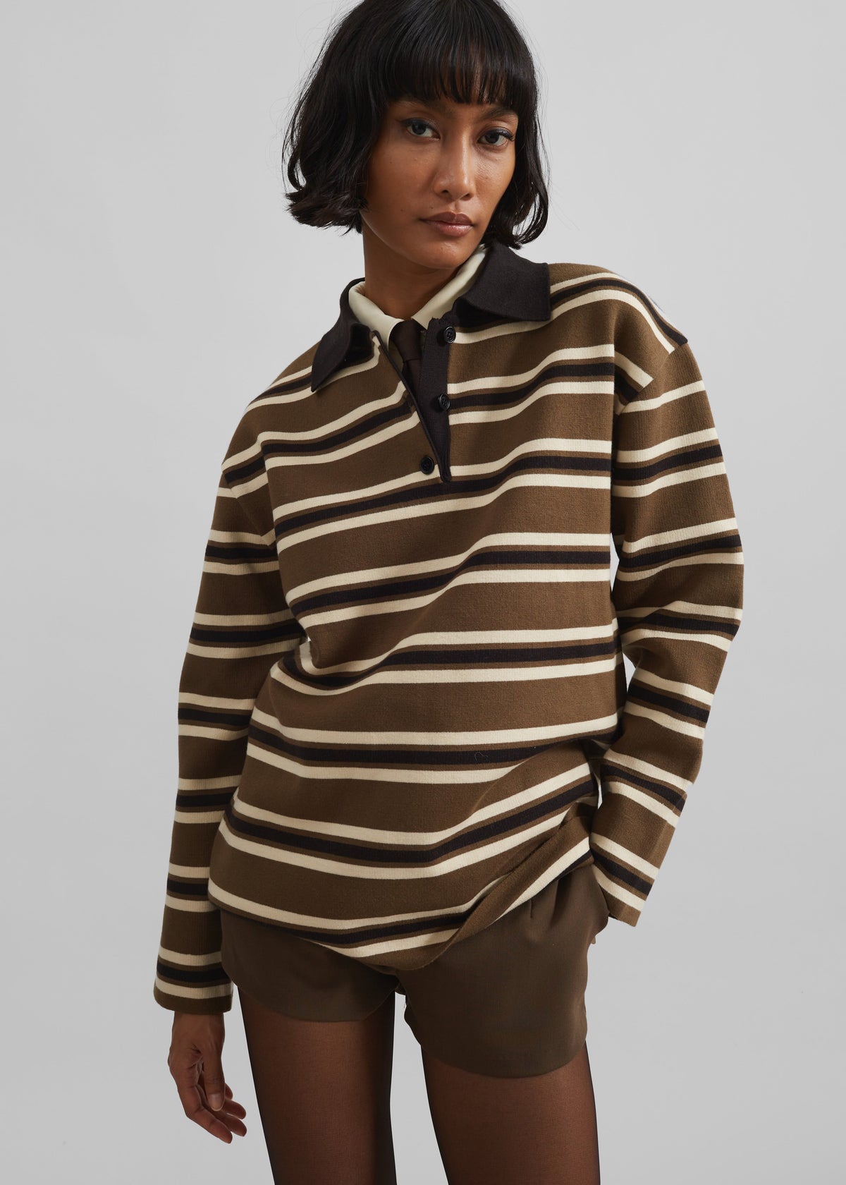 Royan Striped Polo - Khaki Multi Stripe β view 1 of 7