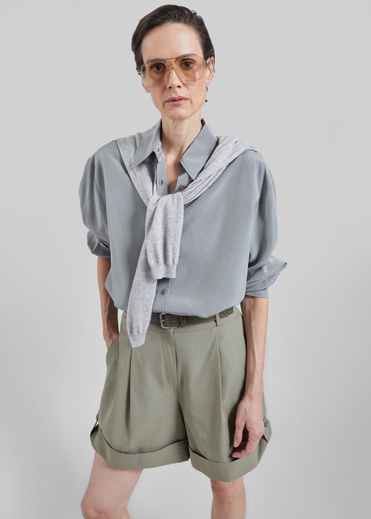 Rozane Pleated Cuff Shorts - Olive β view 2 of 8