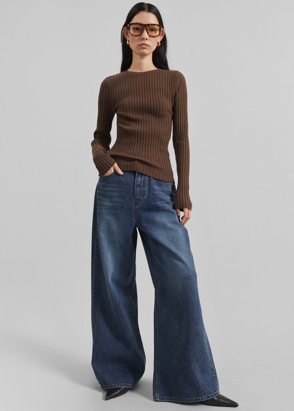 Ruan Ribbed Knit Top - Brown β view 4 of 6