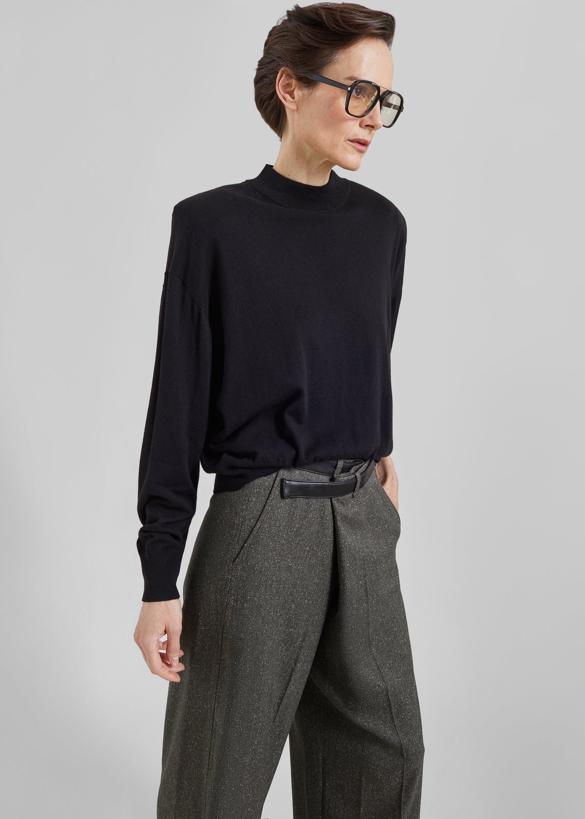 Rue Padded High Neck Sweater - Black β view 1 of 7