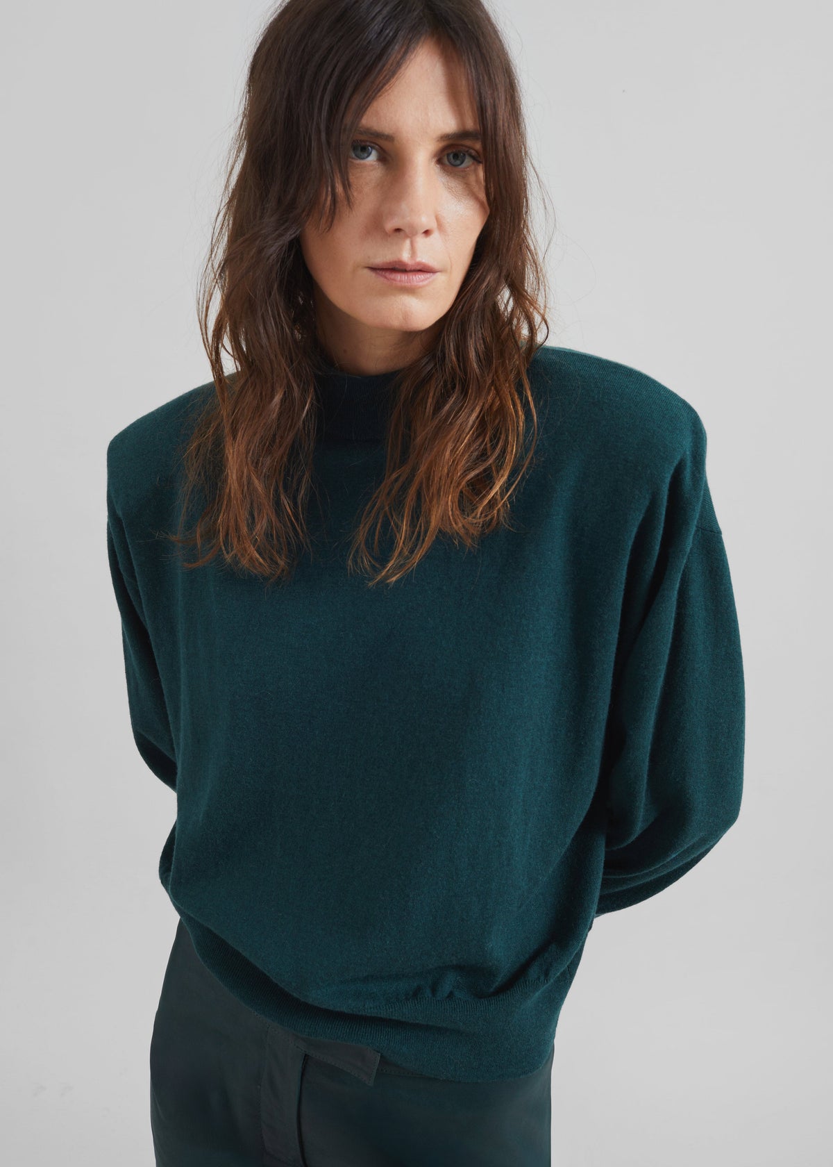 Rue Padded High Neck Sweater - Bottle Green β view 3 of 8